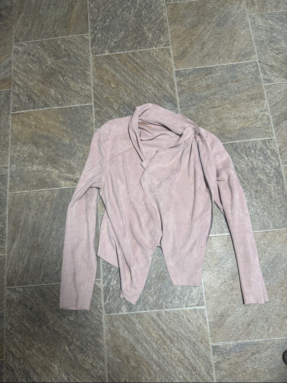 Dusty Pink Draped Open Front Cardigan Jacket
